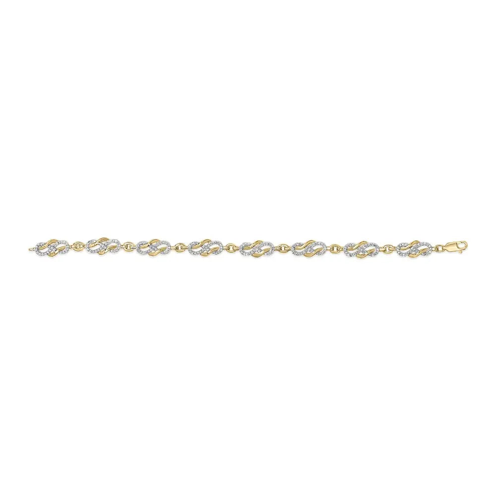1.0 Cttw Diamond Infinity Swirl Bracelet in 14K Gold over Sterling Silver