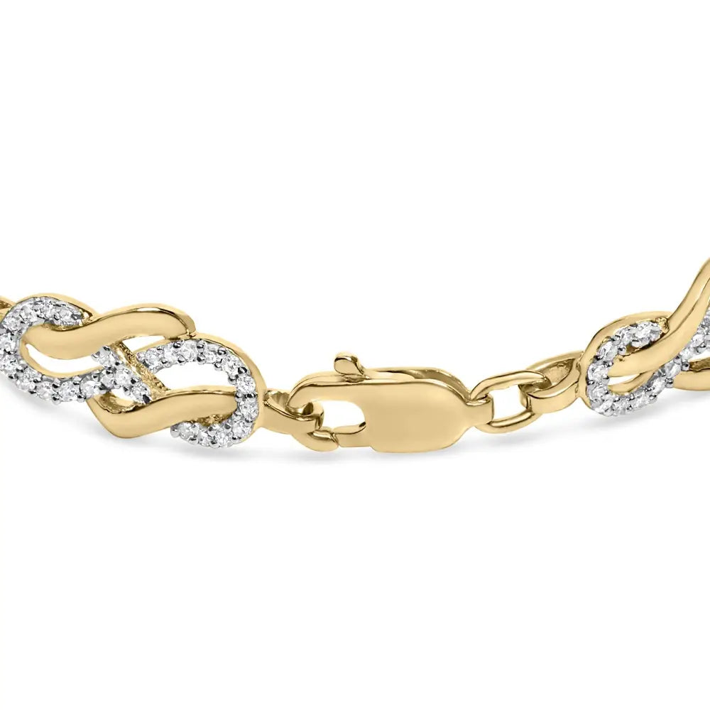 1.0 Cttw Diamond Infinity Swirl Bracelet in 14K Gold over Sterling Silver