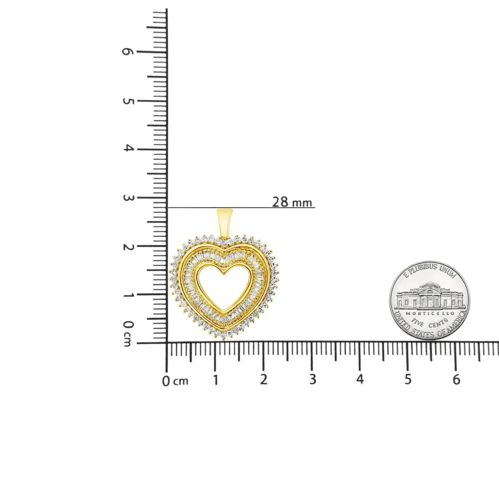 1.0 Cttw Diamond Composite Heart Pendant in Gold Plated Silver
