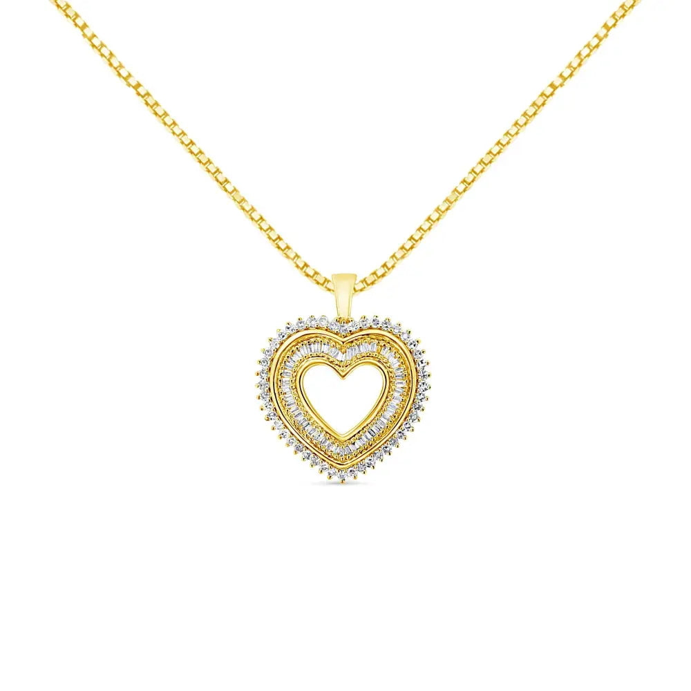 1.0 Cttw Diamond Composite Heart Pendant in Gold Plated Silver