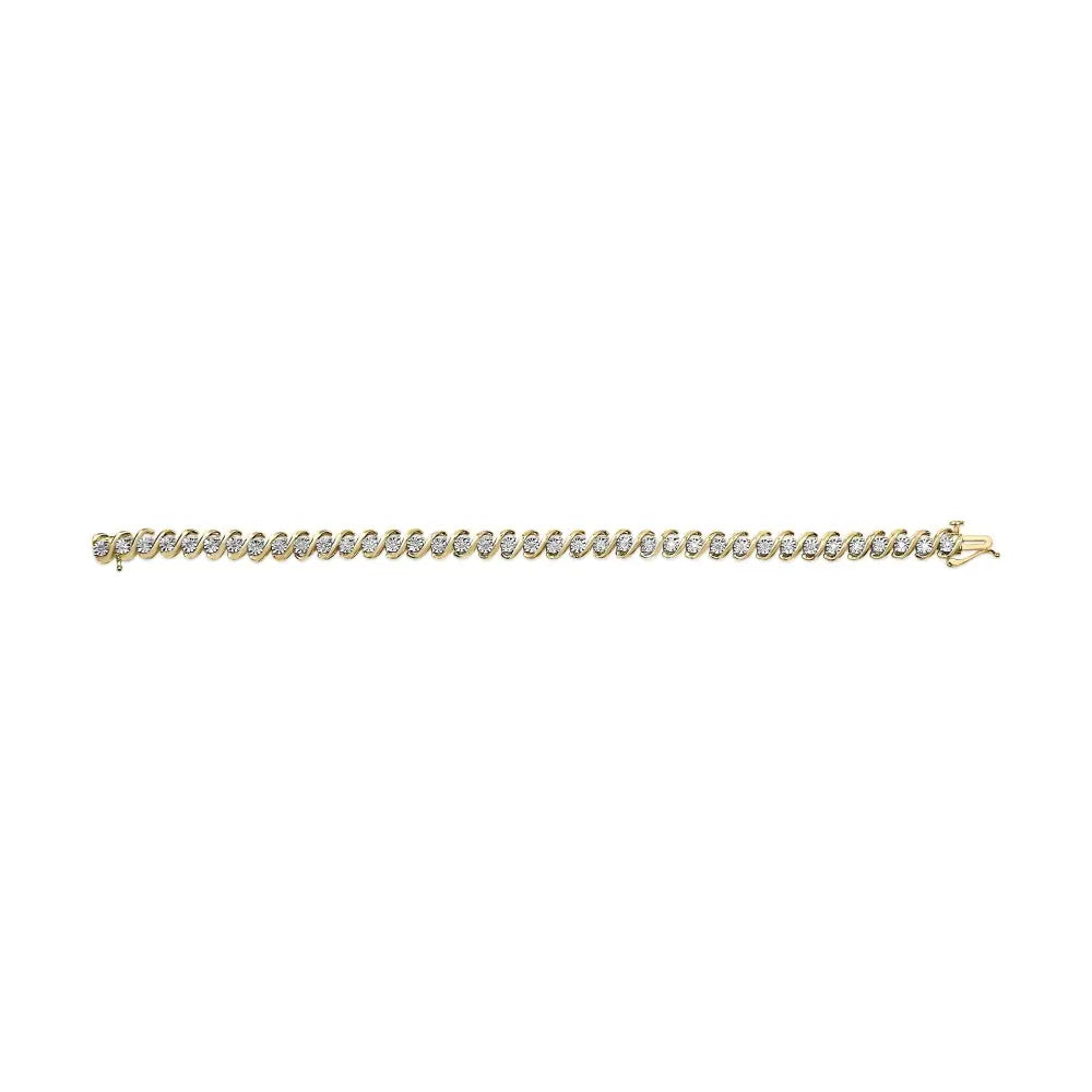 1/2 Carat Diamond S-Curve Tennis Bracelet in 14K Gold Plated Silver
