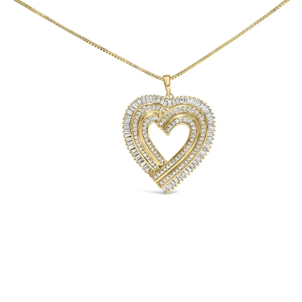 1/4 Cttw Diamond Composite Heart Pendant in 14K Gold Plated Silver