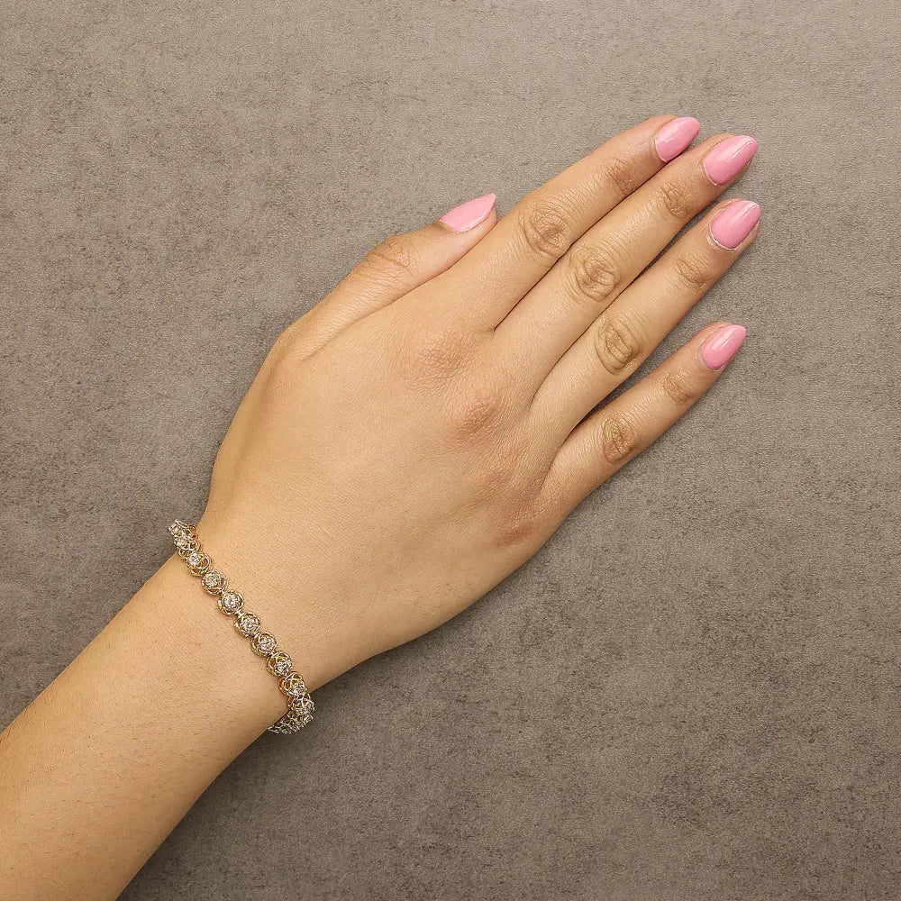 14K Gold Plated Silver 3.90 Cttw Diamond Buttercup Tennis Bracelet