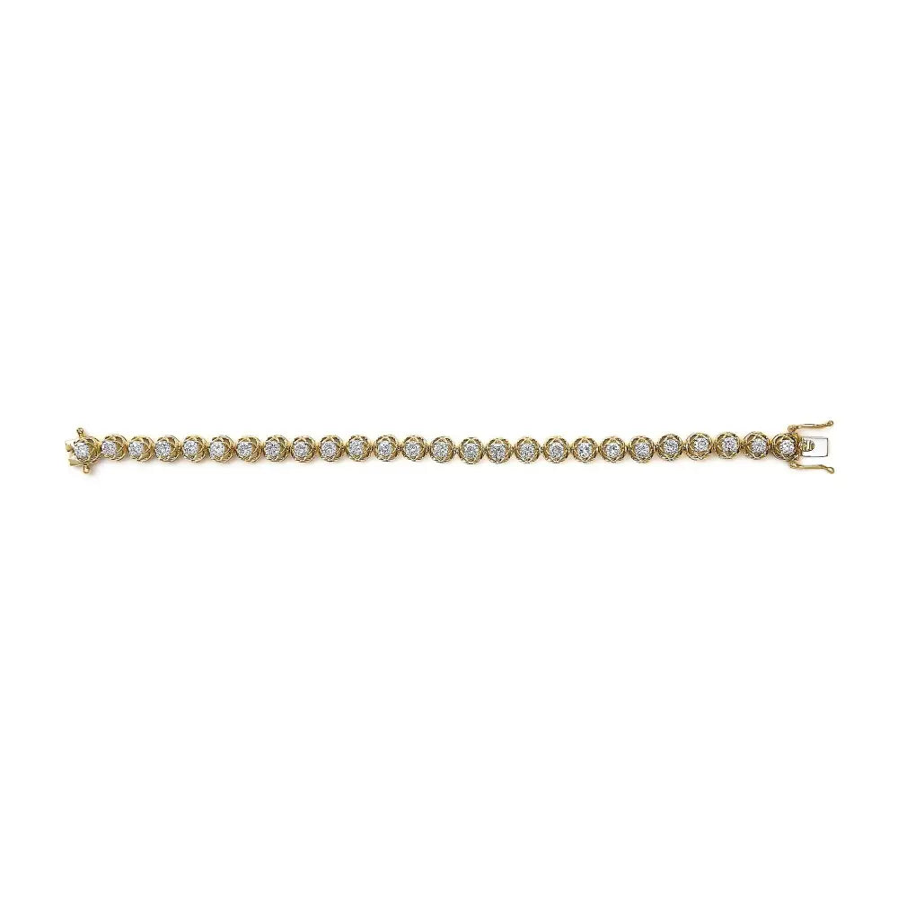14K Gold Plated Silver 3.90 Cttw Diamond Buttercup Tennis Bracelet