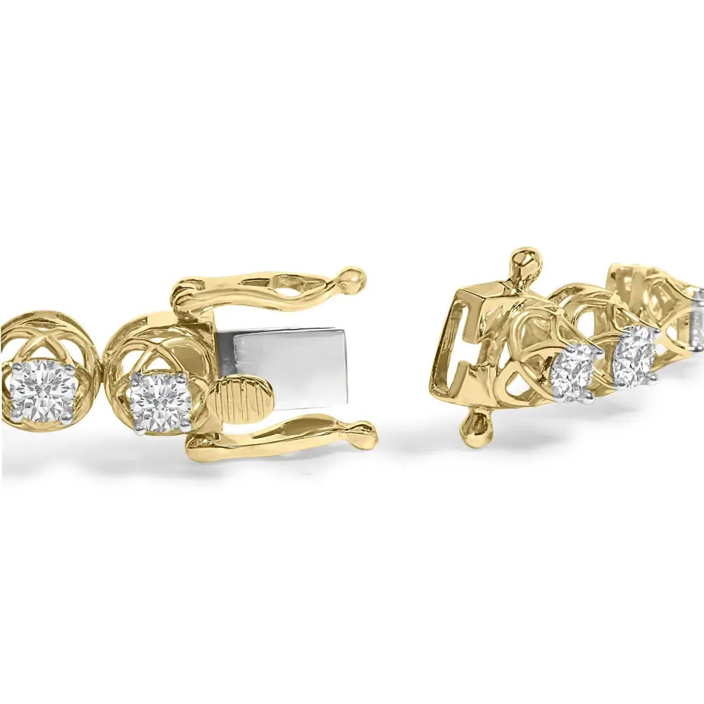 14K Gold Plated Silver 3.90 Cttw Diamond Buttercup Tennis Bracelet