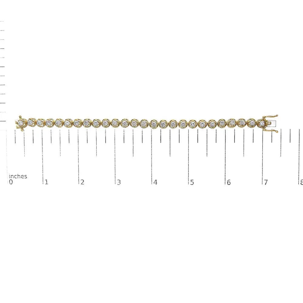 14K Gold Plated Silver 3.90 Cttw Diamond Buttercup Tennis Bracelet
