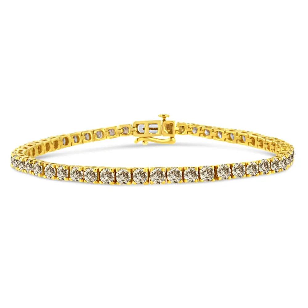 8.0 Cttw Natural Diamond Tennis Bracelet in 14K Gold Plated Silver