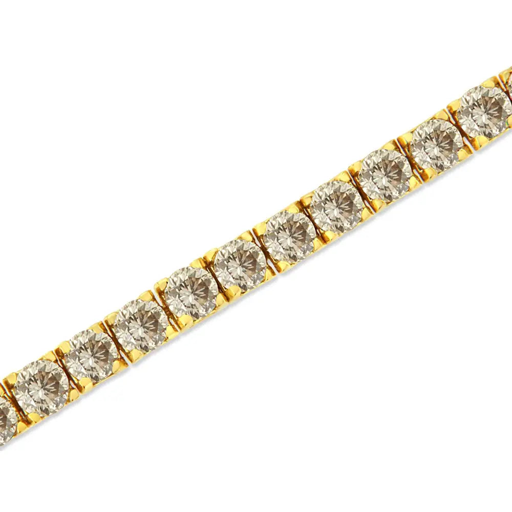 8.0 Cttw Natural Diamond Tennis Bracelet in 14K Gold Plated Silver