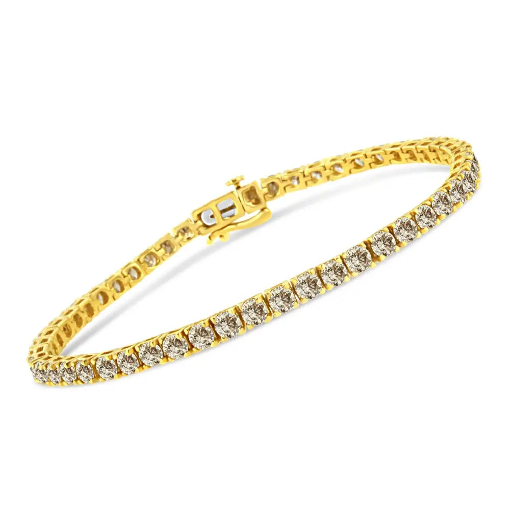 8.0 Cttw Natural Diamond Tennis Bracelet in 14K Gold Plated Silver