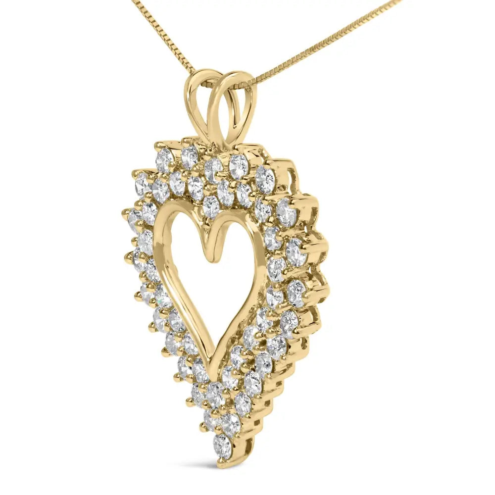 Diamond Open Heart Pendant in 14K Gold Plated Silver with 18 Inch Chain