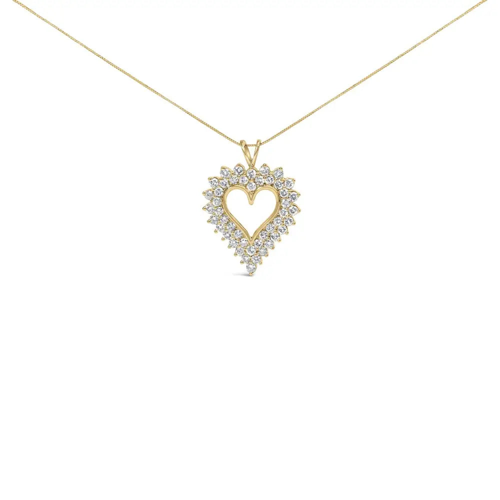 Diamond Open Heart Pendant in 14K Gold Plated Silver with 18 Inch Chain