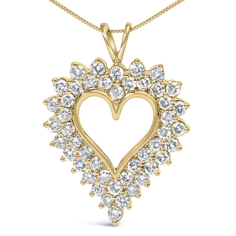 Diamond Open Heart Pendant in 14K Gold Plated Silver with 18 Inch Chain
