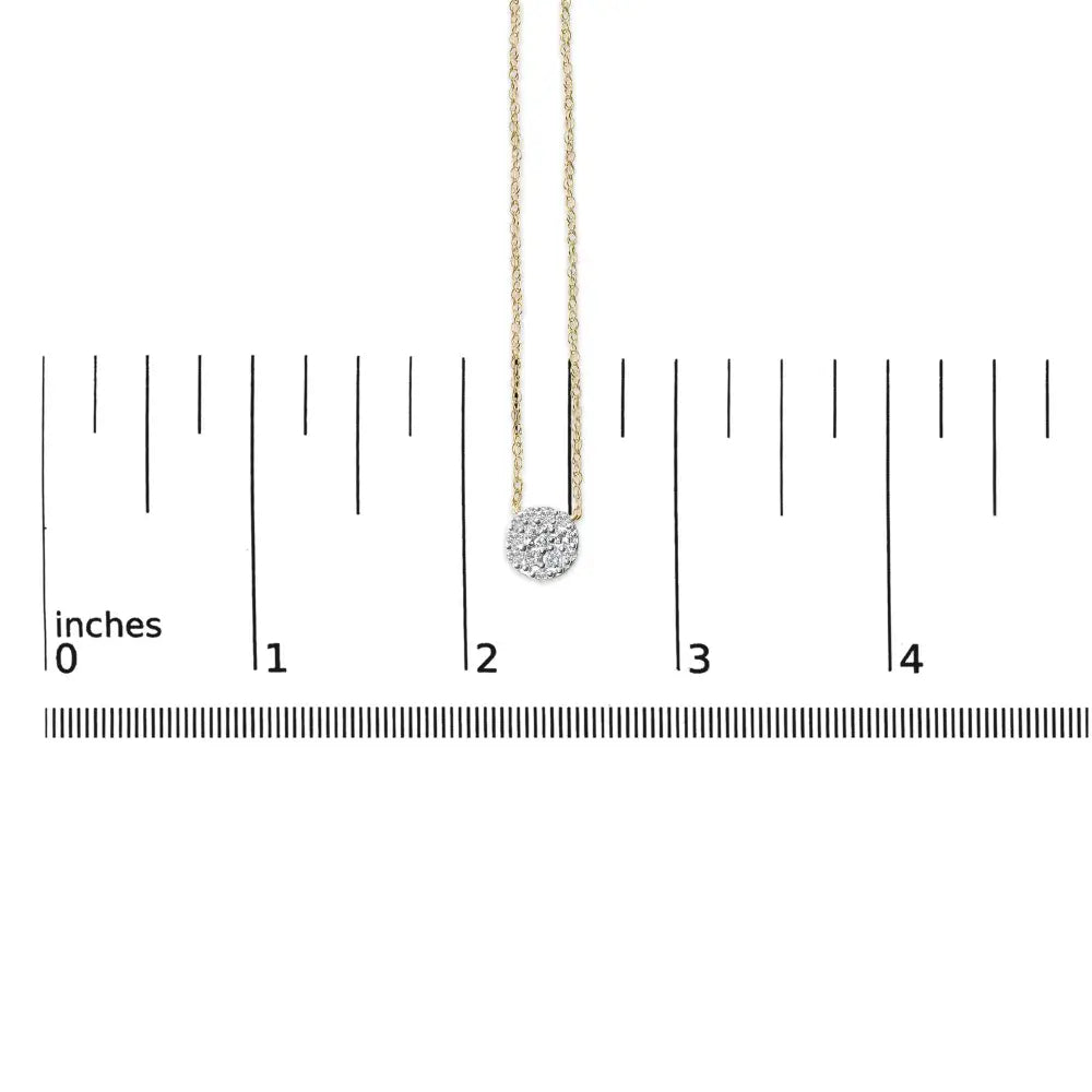 Diamond Cluster Pendant Necklace 14K Gold Plated Silver 3/8 Cttw