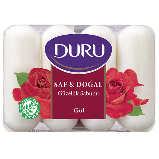 Duru Pure & Natural Rose Beauty Soap 4x2.47oz - Gentle Hydration | 4 Bars