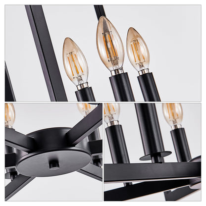 Chandelier Black Geometric 6-Light Industrial Metal Pendant 22 In