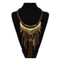 BLUEGREEN Feather Leaf Tassel Necklace - Bohemian Jewelry for Women