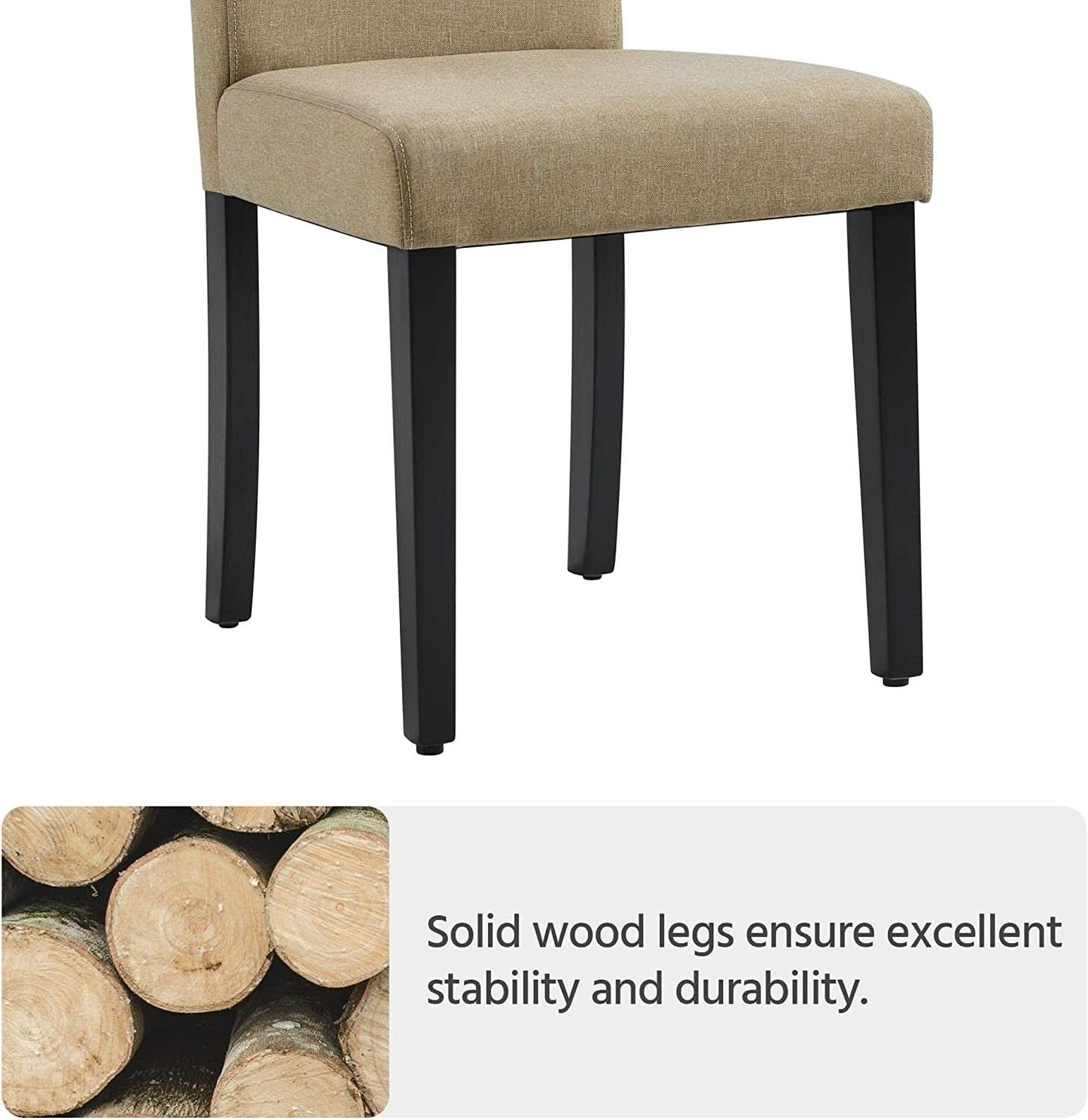 Khaki Upholstered Parson Dining Chair Set 4 Wood Legs