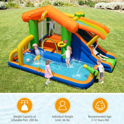 8-in-1 Jumping Castle with Slide and 480W Blower