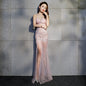 Tube top slit long evening dress