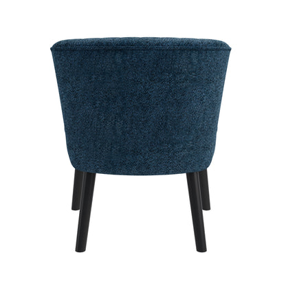 Accent Chair Shellback Channel Back Boucle Navy Blue Solid Wood Legs