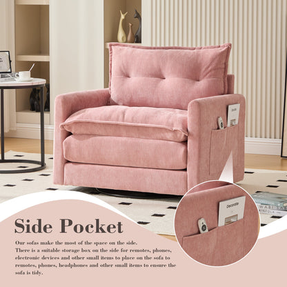 Accent Chair Swivel Barrel Chenille Pink Memory Foam