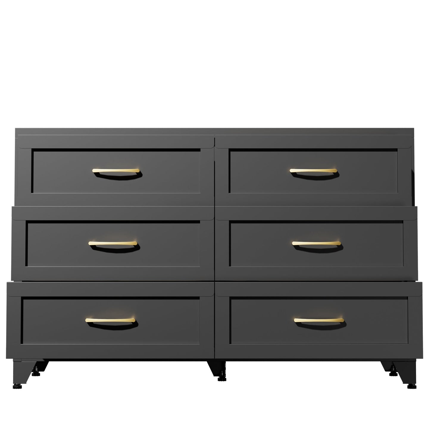 Dresser 6-Drawer Black Steel Smooth-Glide Powder Coat 47.3x15.8x30 In
