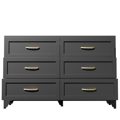 Dresser 6-Drawer Black Steel Smooth-Glide Powder Coat 47.3x15.8x30 In