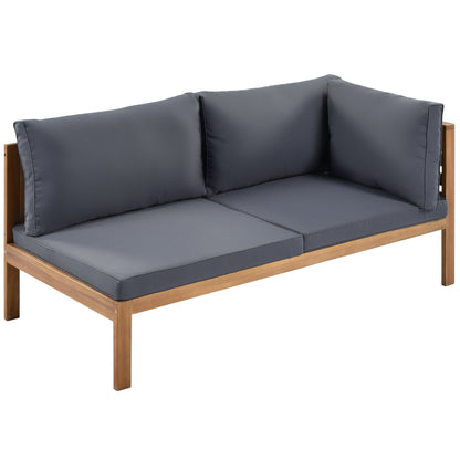 Outdoor Sofa Set Acacia Wood Gray Sectional Japanese Style Water-Resistant