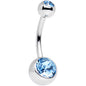 Aquamarine Double Gem Belly Ring Created with Crystals