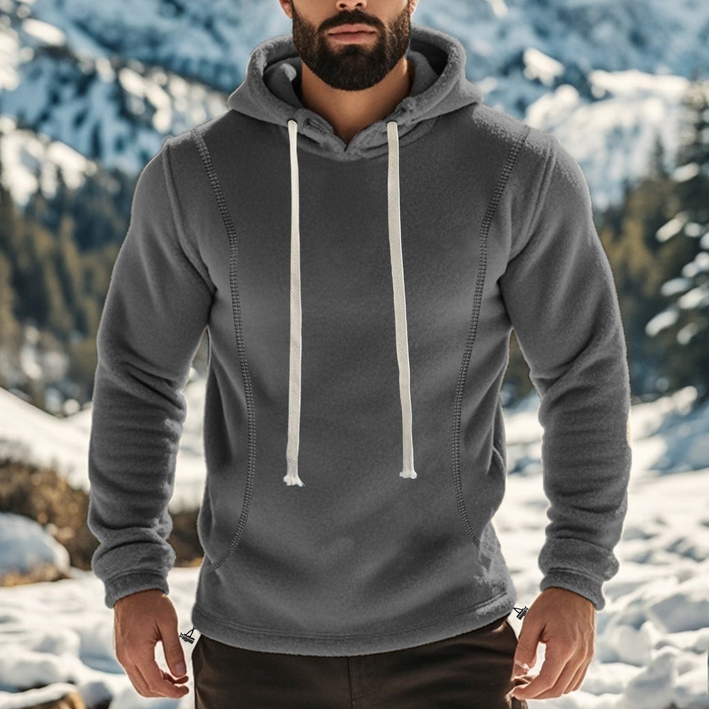 Mens Fleece Long-Sleeve Pullover Hoodie