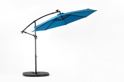 10ft Solar LED Offset Hanging Market Patio Umbrella  ( Dark blue)(No Base)