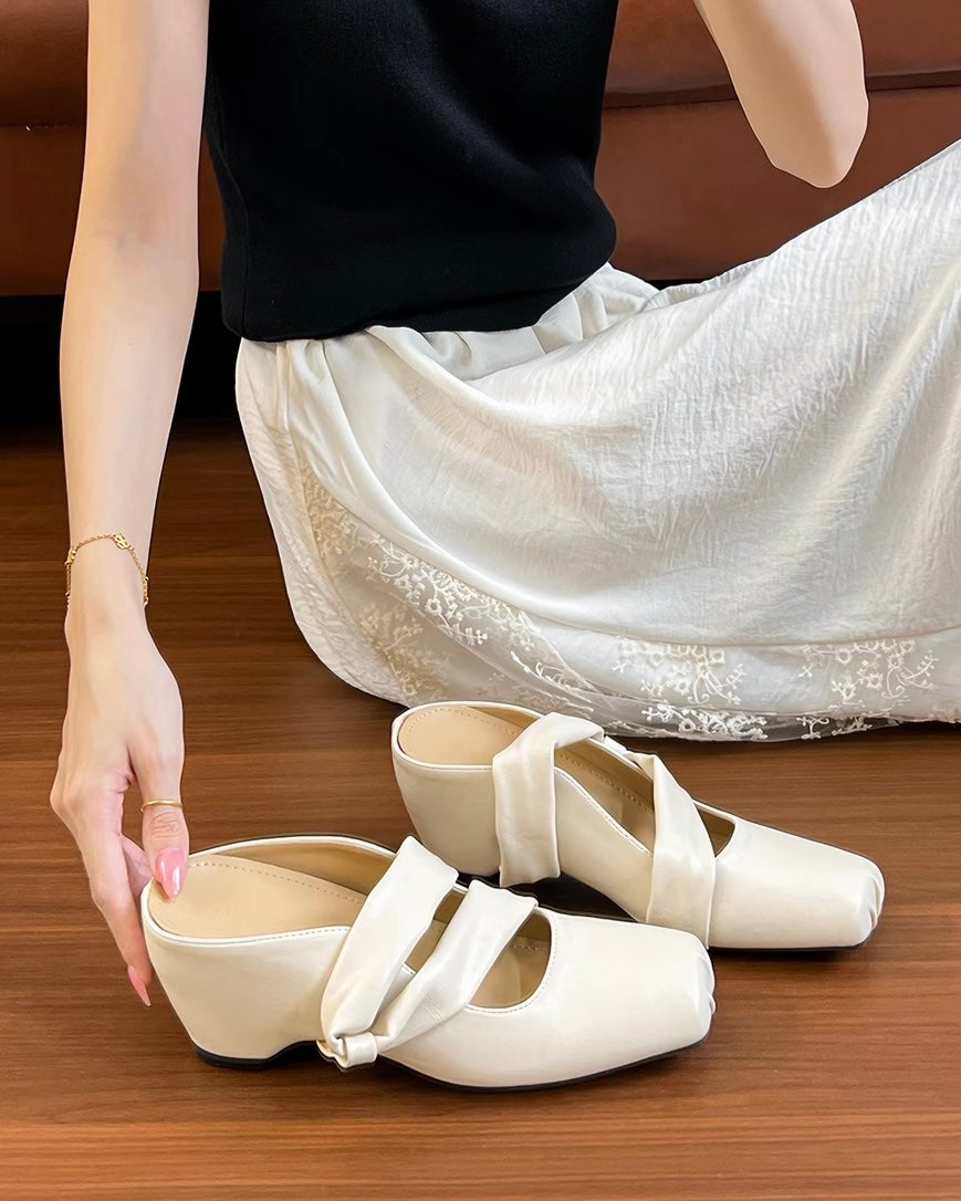 2026 Summer New Korean Style Women Retro Closed Toe Slide Sandals, 9cm High Platform Elevated Slippers, Elegant Outdoor Casual Shoes