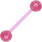 Bioplast Pink Glitter Barbell Tongue Ring