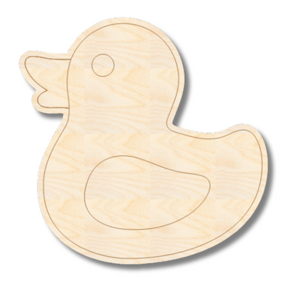 Unfinished Wood Etched Rubber Duck Shape | Paint By Line Crafts | up to 30" DIY