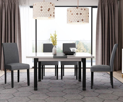 Set of 2 Fabric Upholstered Dining Chairs with Nailhead