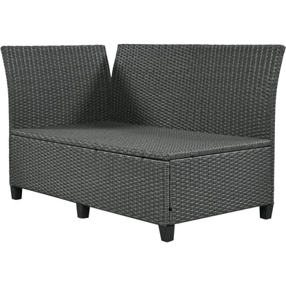 Outdoor Sectional Set PE Wicker Steel Gray 5 Piece L-Shape Seats 7