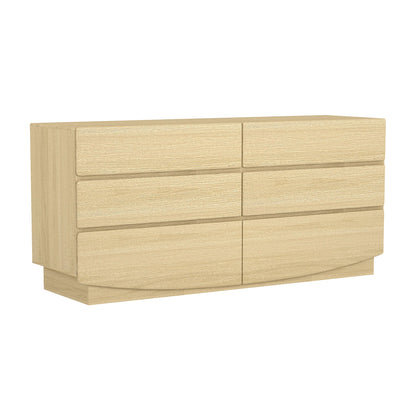 Dresser Minimalist 6-Drawer Oak MDF Handleless Wood Grain 72x20 In