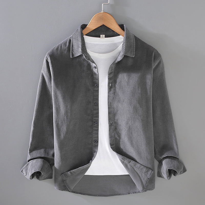 Mens Casual Workwear Layered Corduroy Shirt