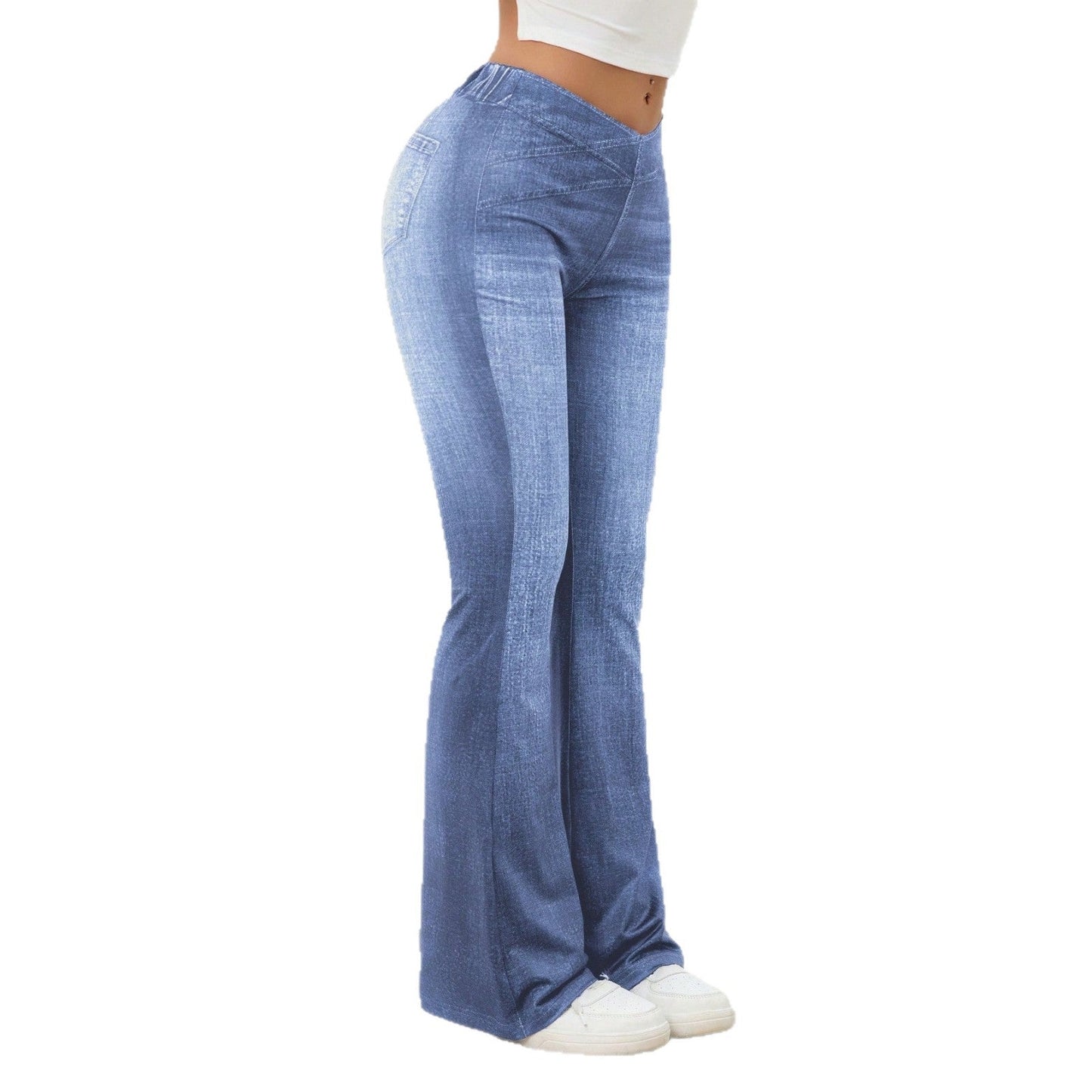 Denim High-rise Slim-fit Slightly Flared Pants That Create A Slimming Look