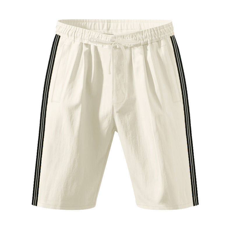 Mens Beach Outdoor Sports Shorts Breathable Striped Casual Cropped Trousers