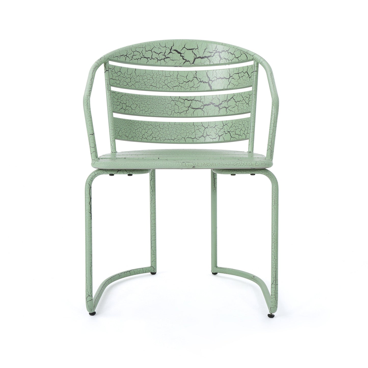 Outdoor Bistro Set Iron Green 3 Piece Oval Table 2 Chairs Matte Finish
