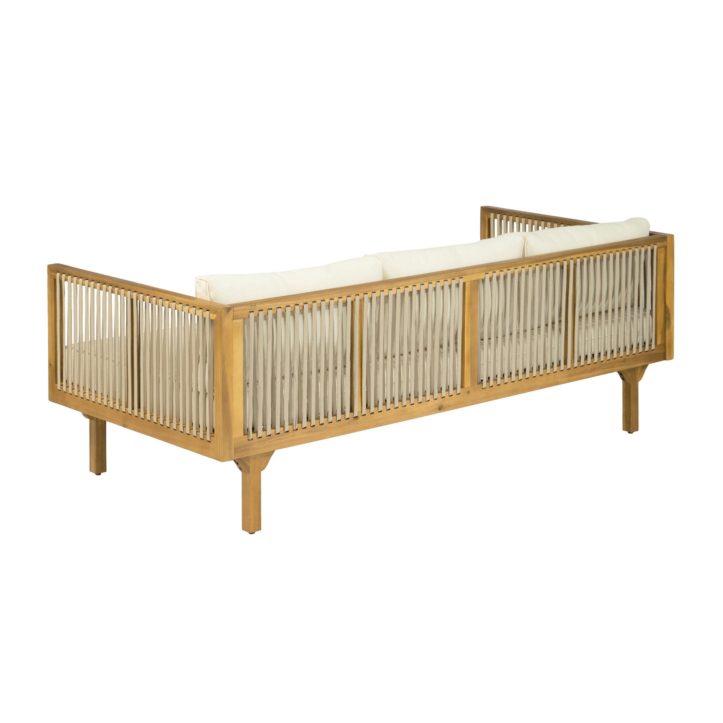 Outdoor Patio Sofa Acacia Wood Rope 67.5