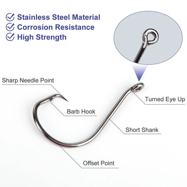 160-Piece: Offset Fishing Hooks Kit