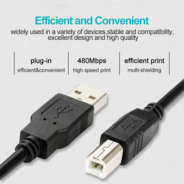 Pure Copper Black USB Printer Cable