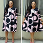 Women's fashionable Purple Printed Round Neck Mid Sleeve Plus Size Dress