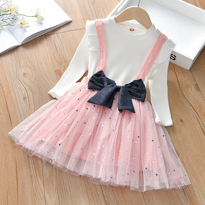 Little Girl Korean Style Western Fashionable Net Red Two-Piece Suit