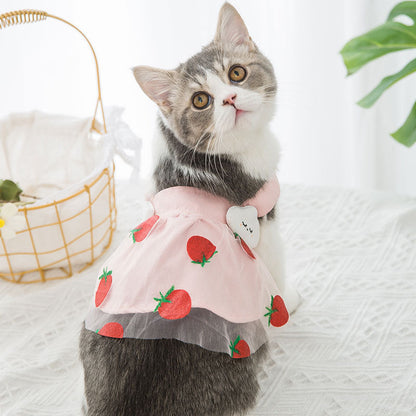 Strawberry Princess Dress For Dog Thin Sweet