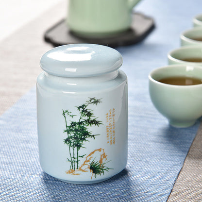 Blue and White Porcelain White Porcelain Tea Caddy