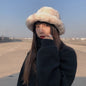 Winter Women's Thickened Imitation Rabbit Fur Flat Top Japanese Fisherman Hat