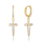 Dagger And Sword Female Earrings Full Of Zircon
